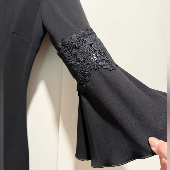Tommy Hilfiger Black Sheath Dress with Lace Bell Sleeves - Picture 9 of 11
